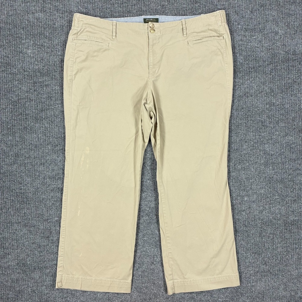 Eddie Bauer Womens Blakely Fit Bootcut Leg Pants Size 26W Beige Chino High Rise